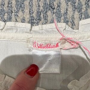 Billieblush Cream Kids Shirt - white blouse with ruffle heart size 6
